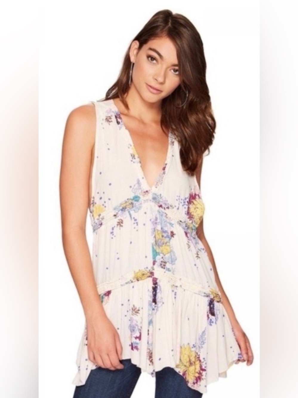 Free People Purple Haze Floral Tiered Tunic